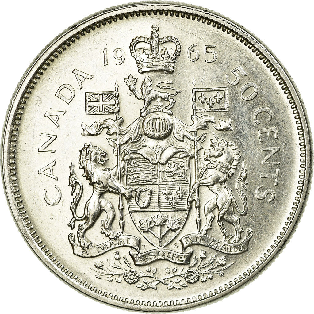 Coin, Canada, Elizabeth II, 50 Cents, 1965, Royal Canadian Mint, Ottawa