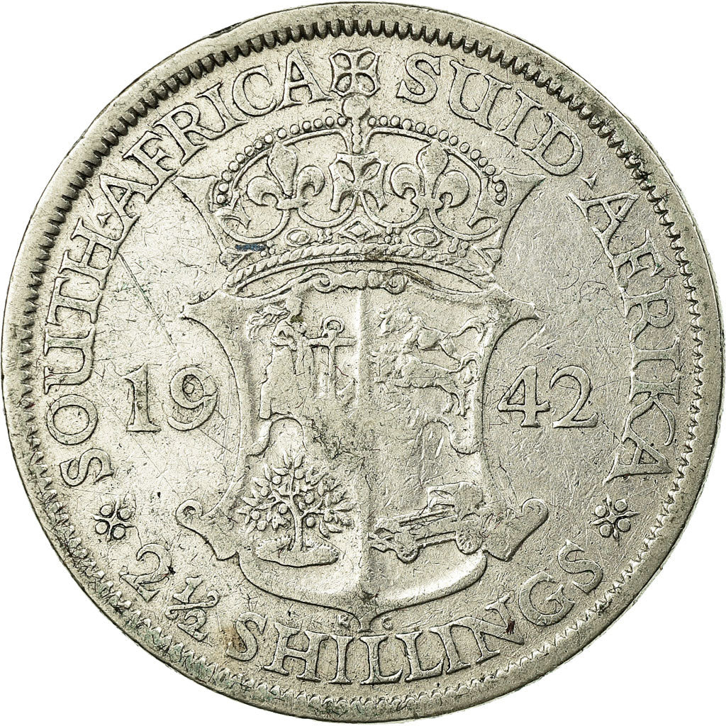 Coin, South Africa, George VI, 2-1/2 Shillings, 1942, EF(40-45), Silver, KM:30