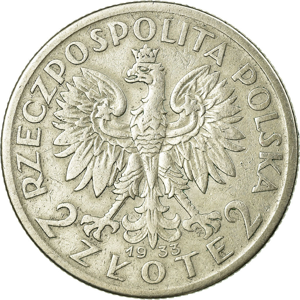 Coin, Poland, 2 Zlote, 1933, Warsaw, EF(40-45), Silver, KM:20