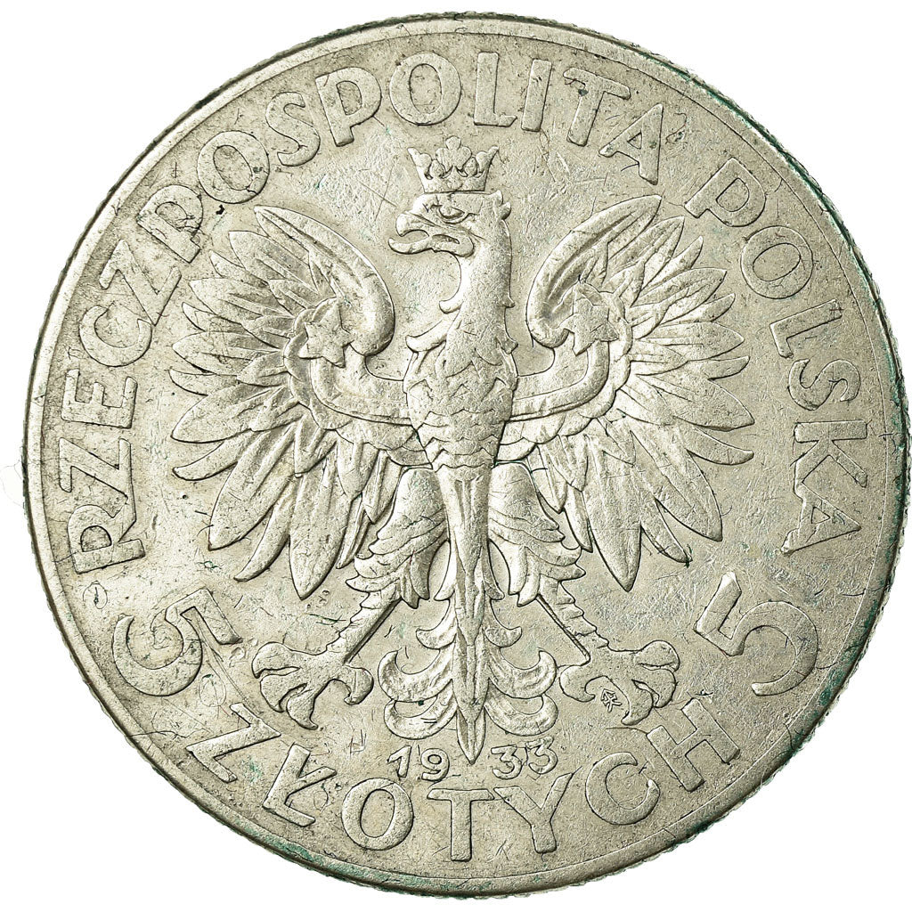 Coin, Poland, 5 Zlotych, 1933, Warsaw, EF(40-45), Silver, KM:21