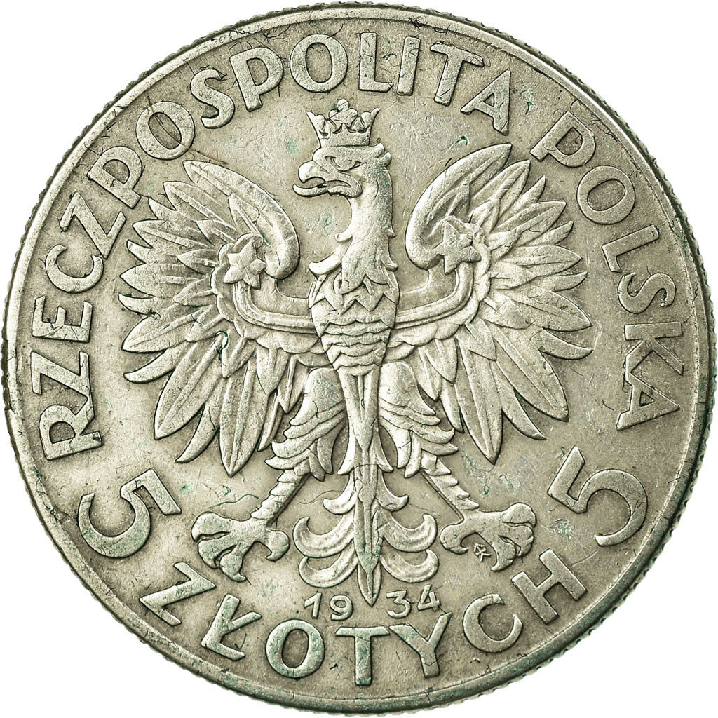 Moneta, Polonia, 5 Zlotych, 1934, Warsaw, BB, Argento, KM:21