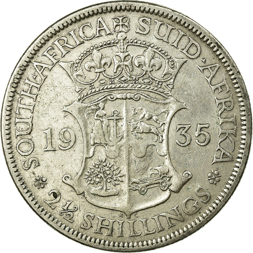Coin, South Africa, George V, 2-1/2 Shillings, 1935, EF(40-45), Silver, KM:19.3