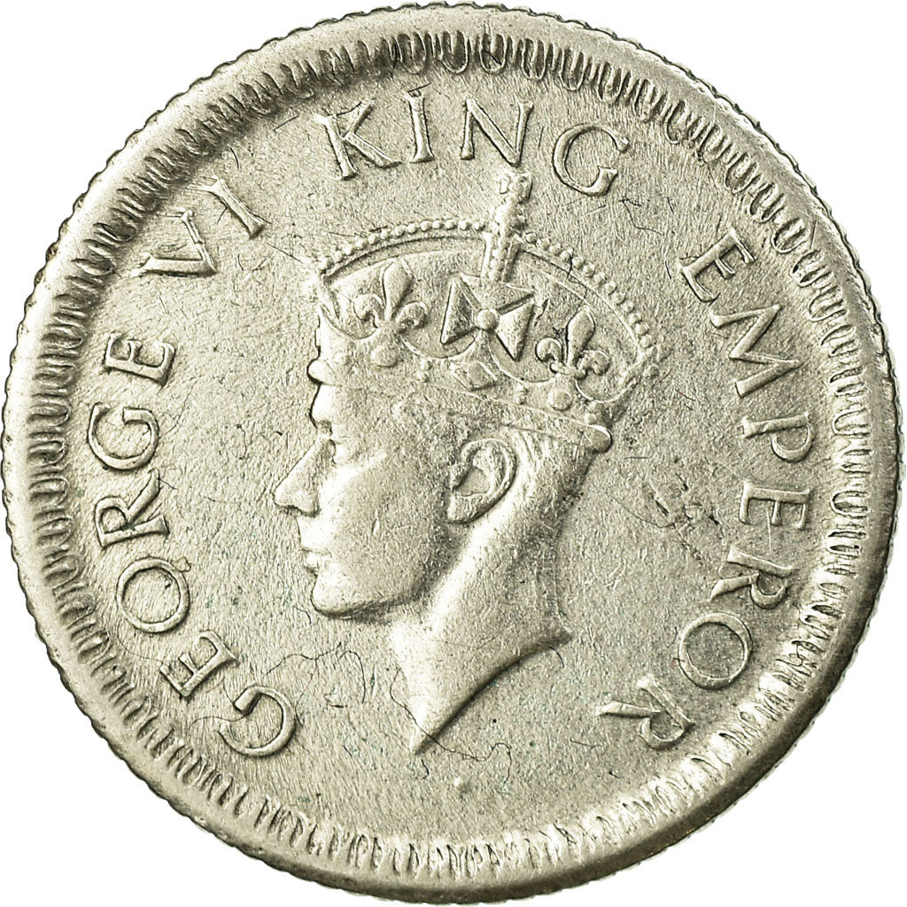 Coin, INDIA-BRITISH, George VI, 1/4 Rupee, 1942, EF(40-45), Silver, KM:546