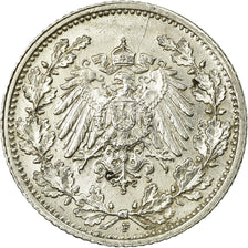Coin, GERMANY - EMPIRE, 1/2 Mark, 1915, Stuttgart, EF(40-45), Silver, KM:17