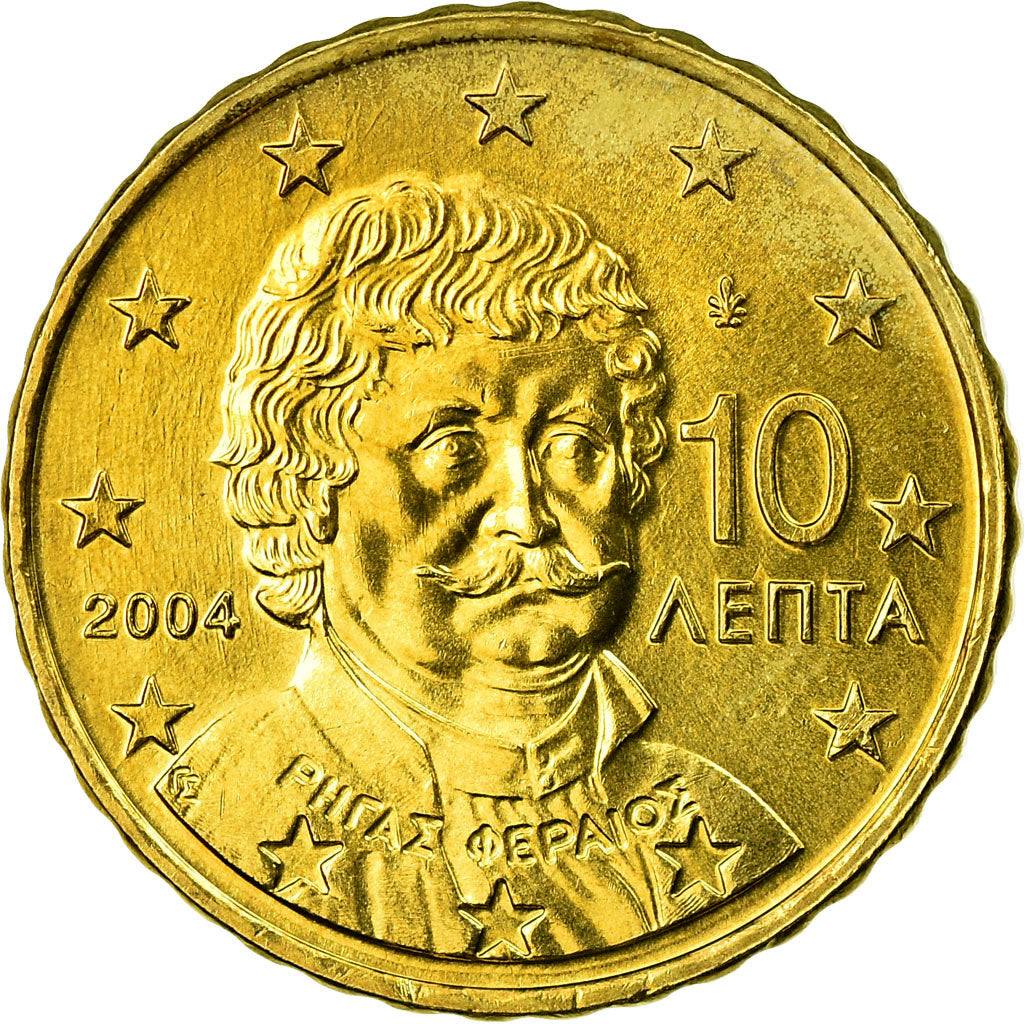 Griechenland, 10 Euro Cent, 2004, UNZ, Messing, KM:184