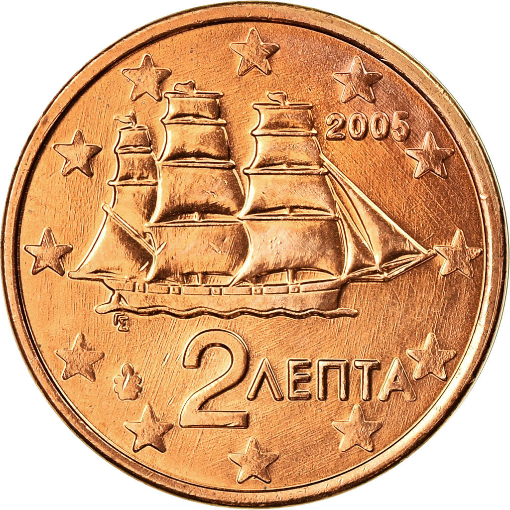 Griechenland, 2 Euro Cent, 2005, UNZ, Copper Plated Steel, KM:182