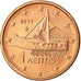 Grécia, Euro Cent, 2011, MS(63), Aço Cromado a Cobre, KM:181