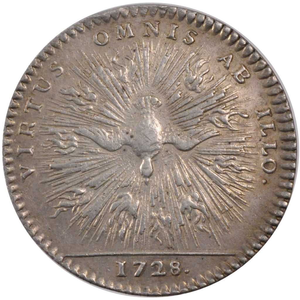 France, Royal, Token, 1728, AU(50-53), Silver, 7.80