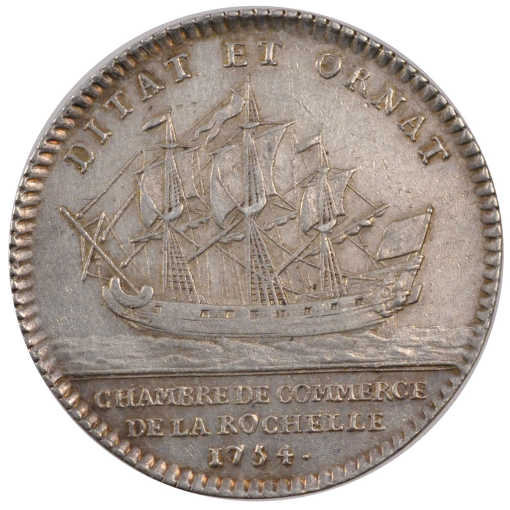 France, Royal, Token, 1754, AU(50-53), Silver, Feuardent #9137, 7.66