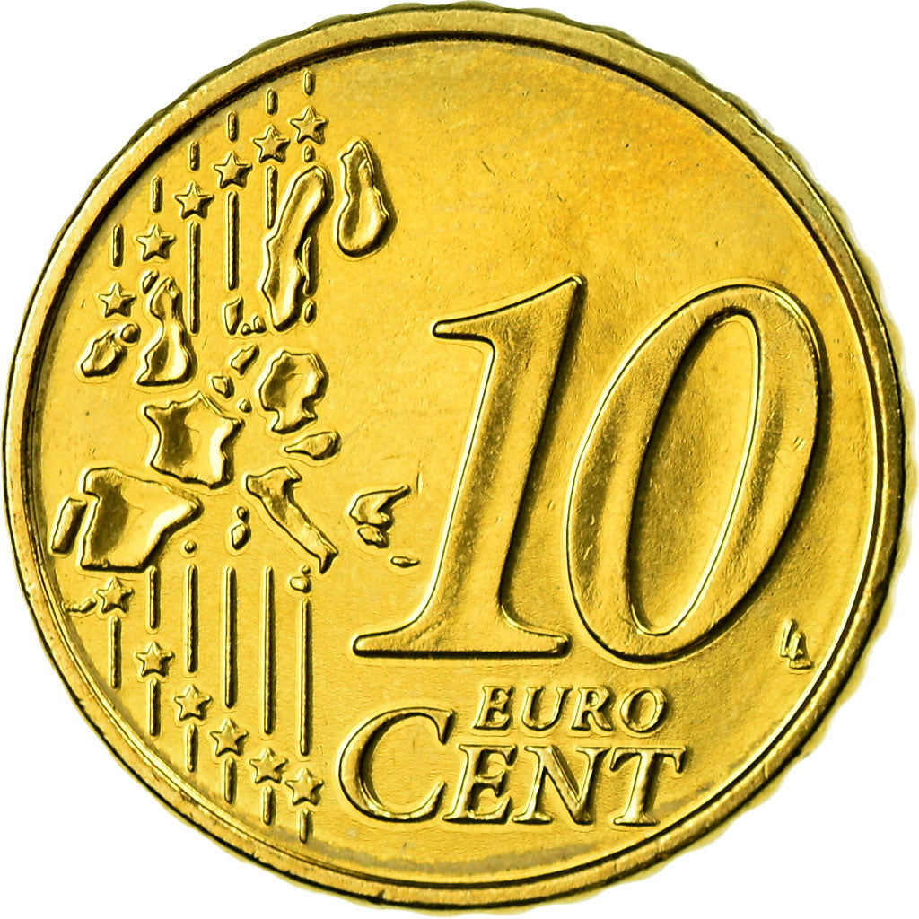 Áustria, 10 Euro Cent, 2003, MS(63), Latão, KM:3085