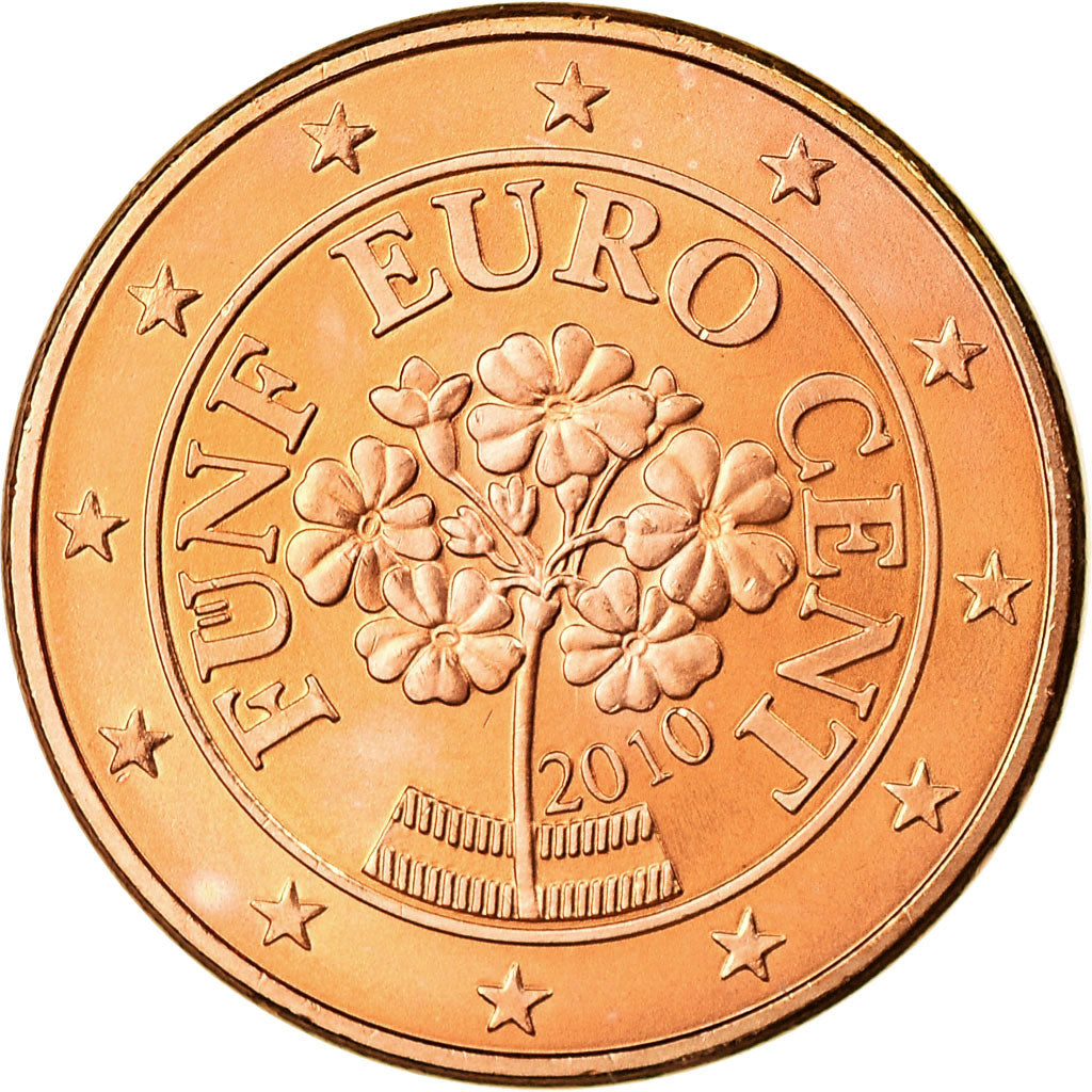 Austria, 5 Euro Cent, 2010, SC, Cobre chapado en acero, KM:3084