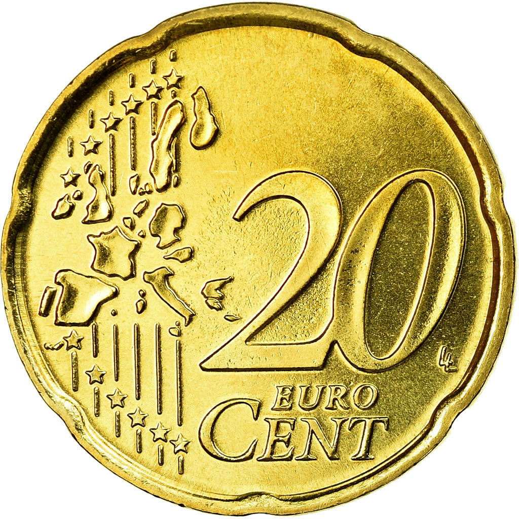 Italien, 20 Euro Cent, 2004, UNZ, Messing, KM:214