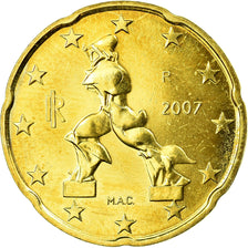 Włochy, 20 Euro Cent, 2007, Rome, MS(63), Mosiądz, KM:214