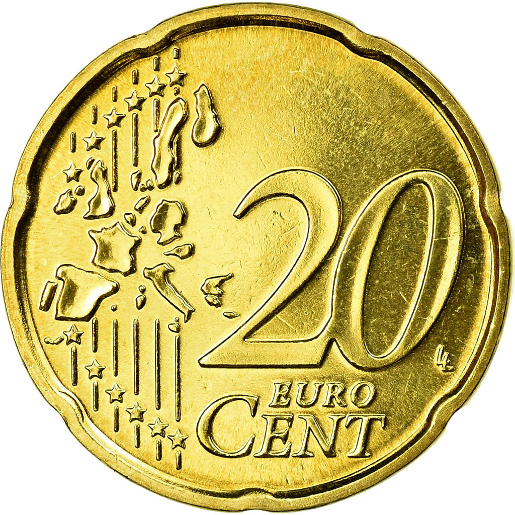 Włochy, 20 Euro Cent, 2007, Rome, MS(63), Mosiądz, KM:214