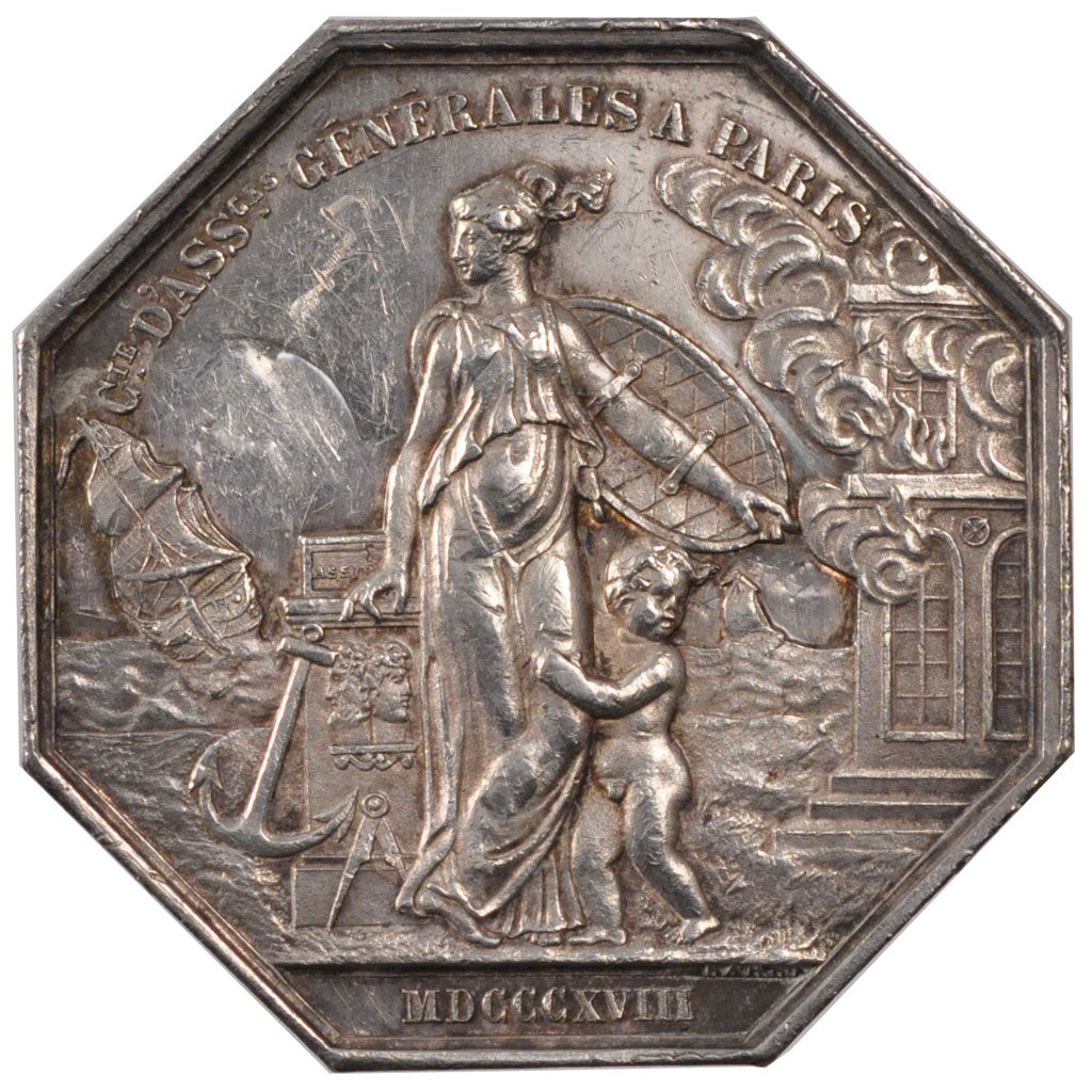 France, Token, Insurance, 1818, AU(55-58), Silver, Gailhouste:110