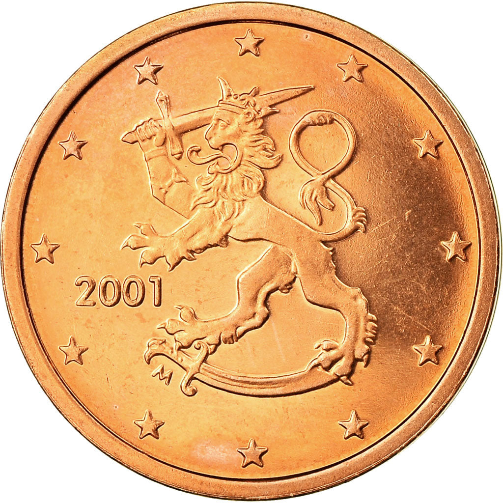 Finnland, 2 Euro Cent, 2001, VZ, Copper Plated Steel, KM:99