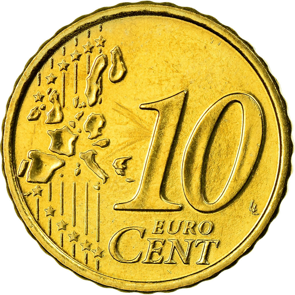 Finlandia, 10 Euro Cent, 2002, SC, Latón, KM:101