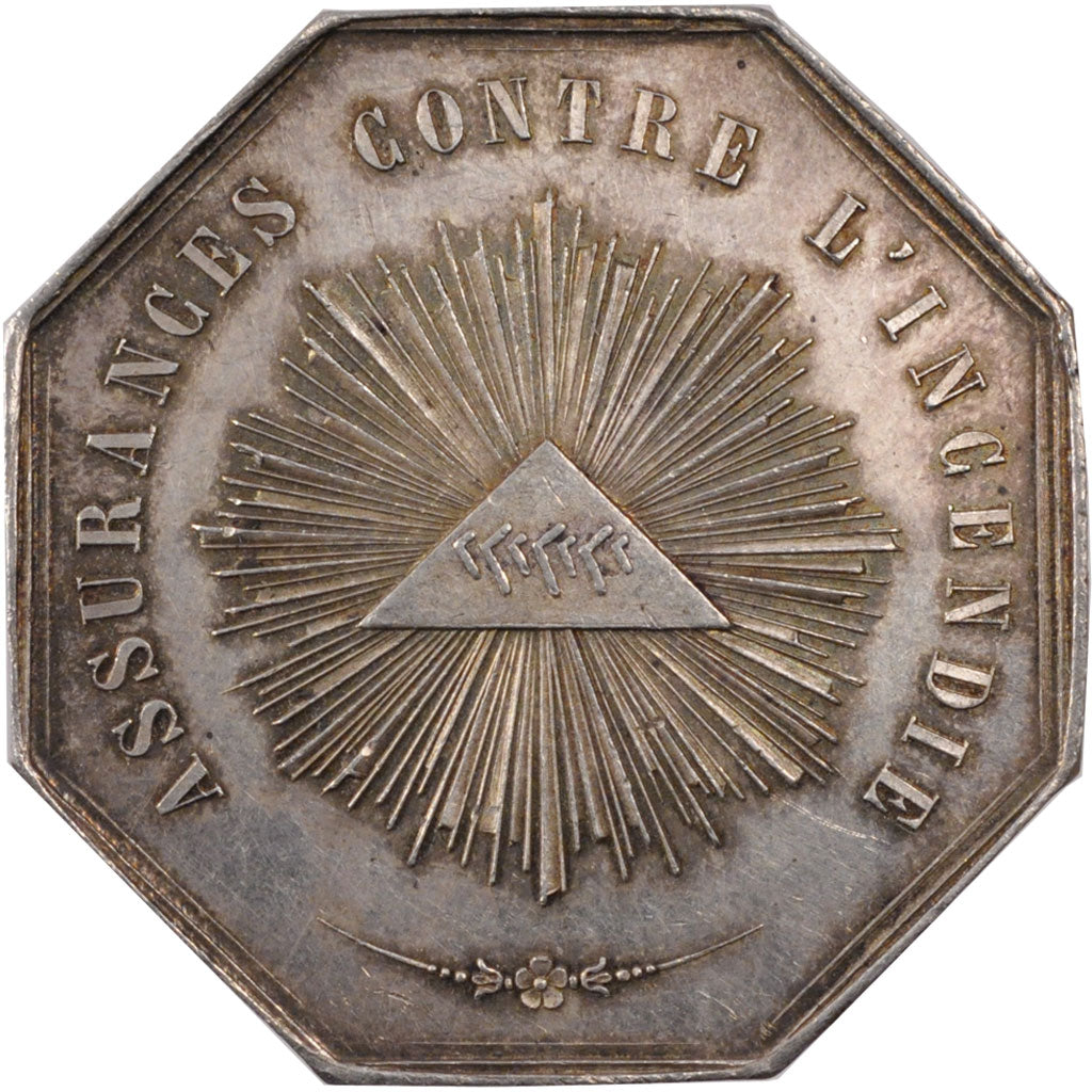 France, Insurance, Token, 1838, AU(55-58), Silver, Gailhouste #579, 19.67