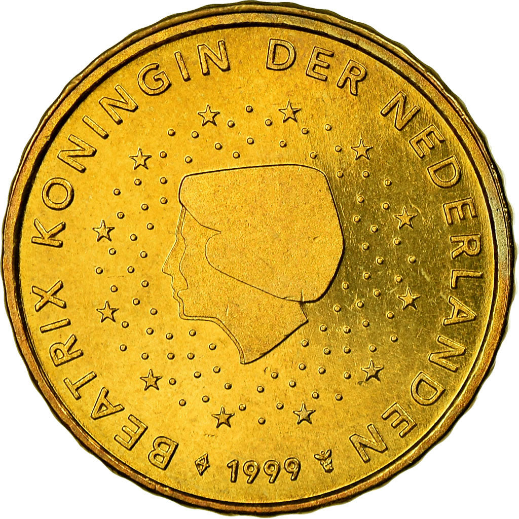 Paesi Bassi, 10 Euro Cent, 1999, SPL-, Ottone, KM:237