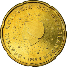 Netherlands, 20 Euro Cent, 1999, AU(55-58), Brass, KM:238