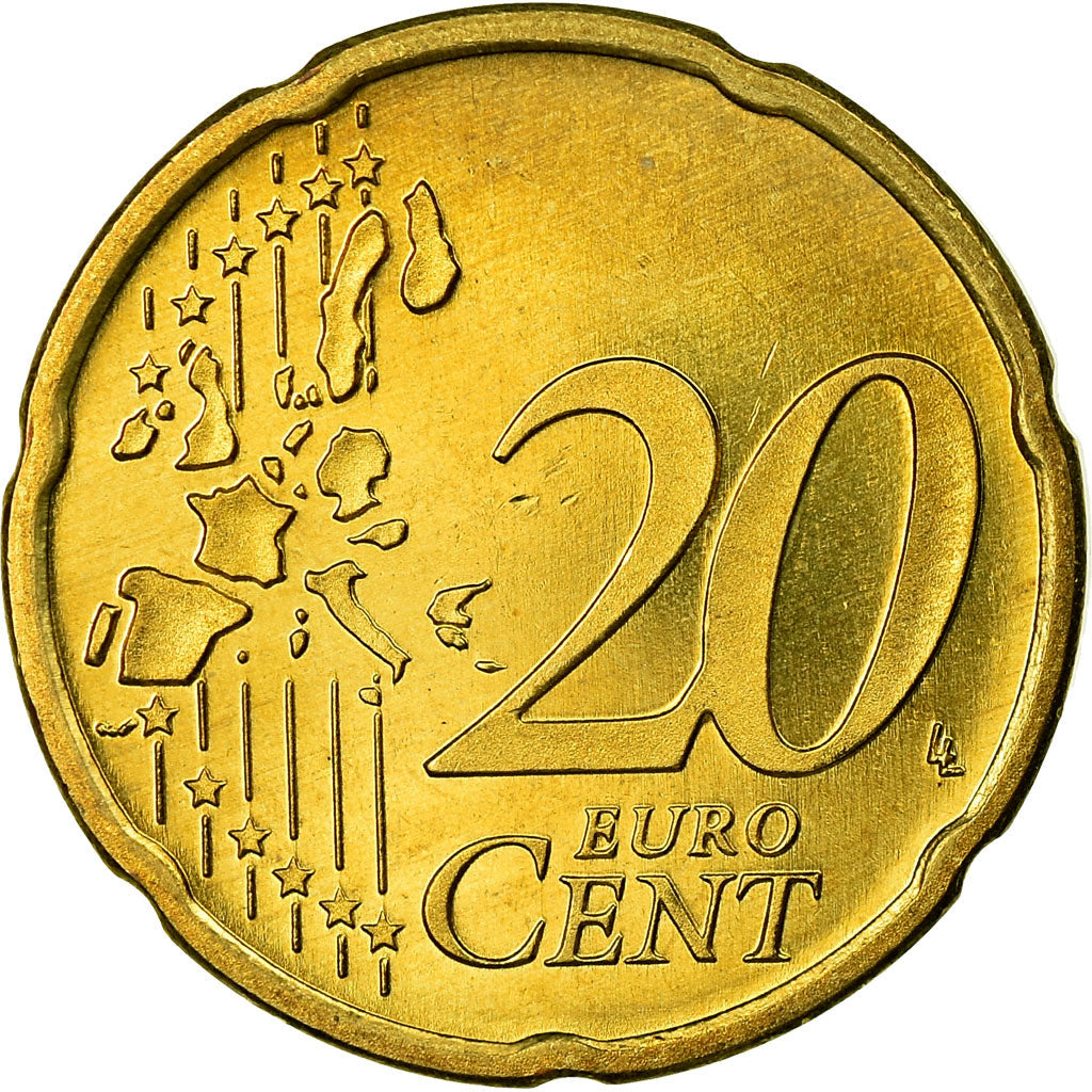 Netherlands, 20 Euro Cent, 1999, AU(55-58), Brass, KM:238