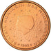Paesi Bassi, Euro Cent, 2002, SPL, Acciaio placcato rame, KM:234