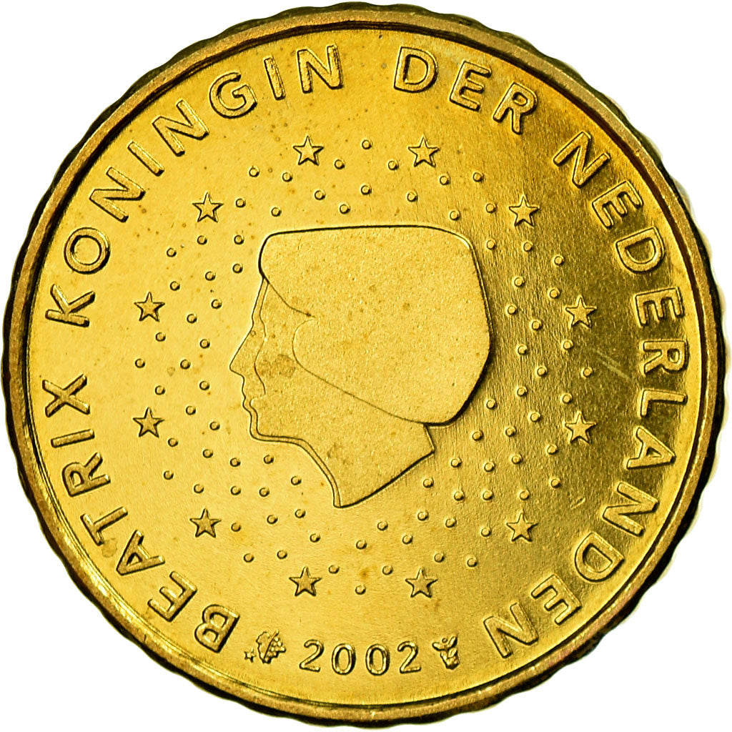 Países Baixos, 10 Euro Cent, 2002, MS(63), Latão, KM:237