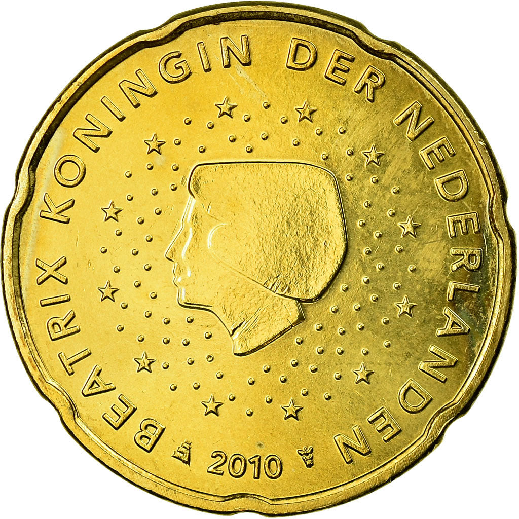 Netherlands, 20 Euro Cent, 2010, MS(63), Brass, KM:269