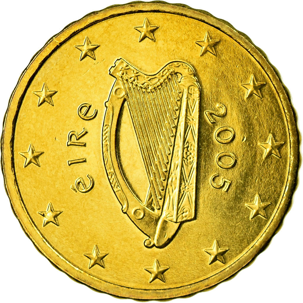 IRELAND REPUBLIC, 10 Euro Cent, 2005, UNZ, Messing, KM:35