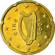 REPUBBLICA D’IRLANDA, 20 Euro Cent, 2005, SPL, Ottone, KM:36