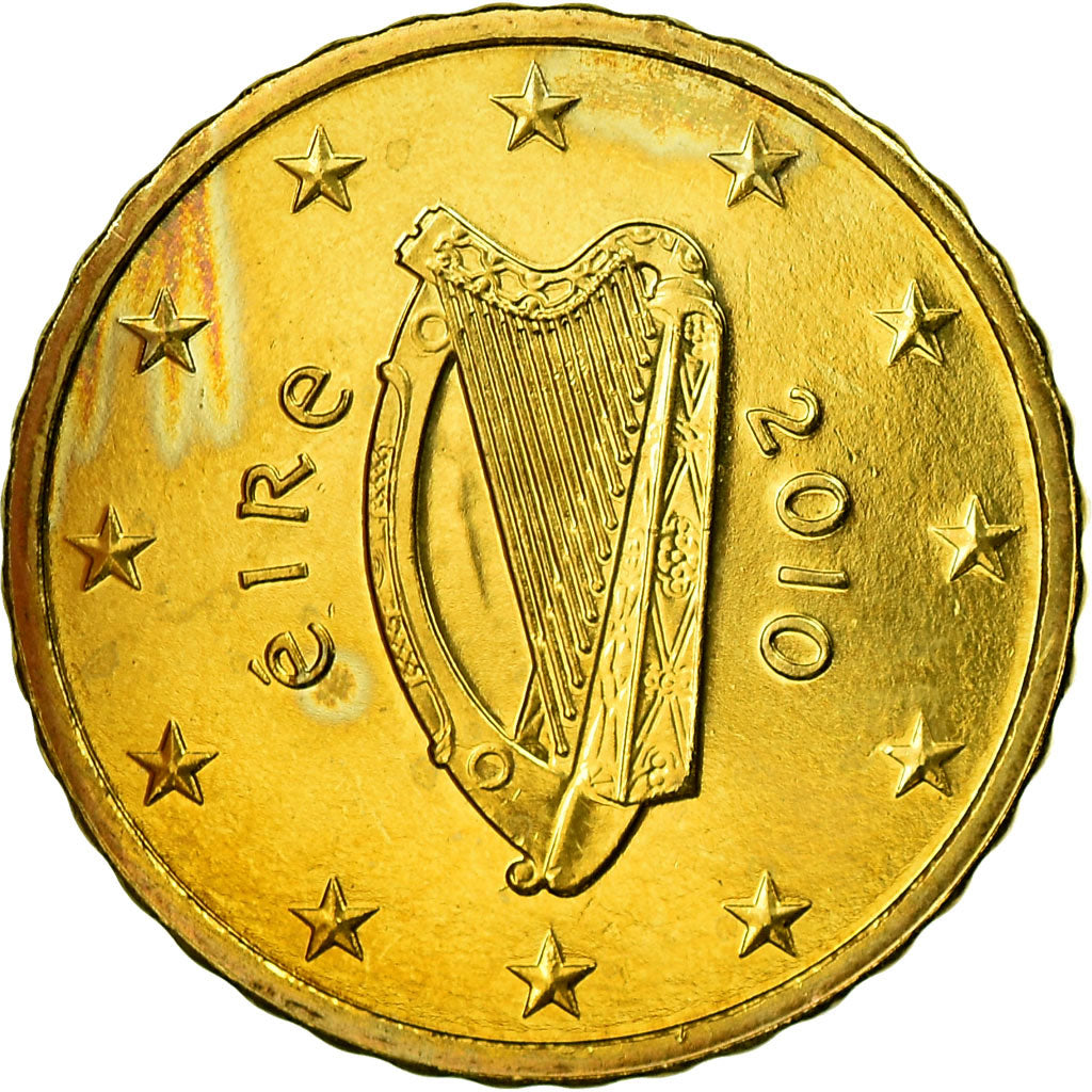 IRELAND REPUBLIC, 10 Euro Cent, 2010, VZ, Messing, KM:47