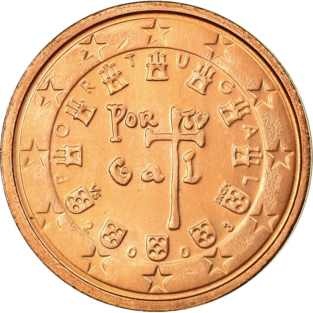 Portugal, 2 Euro Cent, 2003, MS(63), Copper Plated Steel, KM:741