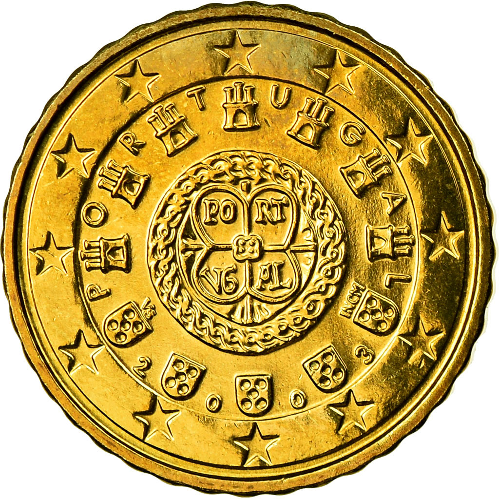 Portugal, 10 Euro Cent, 2003, AU(55-58), Latão, KM:743