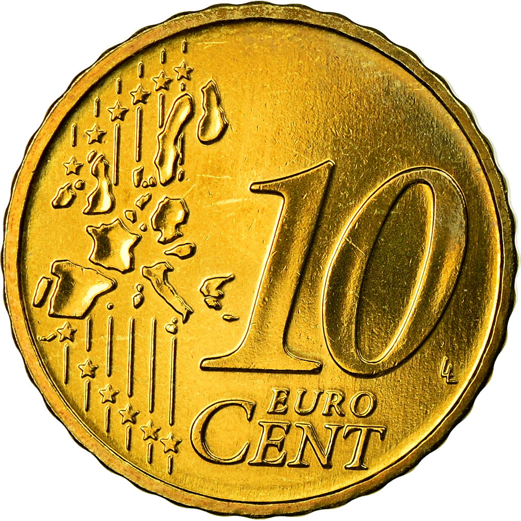 Portugal, 10 Euro Cent, 2003, AU(55-58), Latão, KM:743