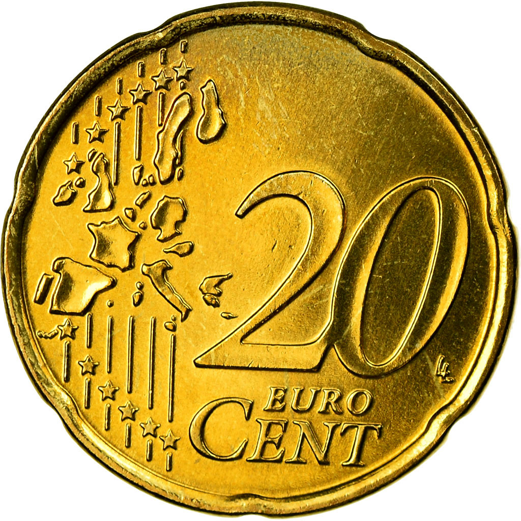 Portugal, 20 Euro Cent, 2003, AU(55-58), Brass, KM:744