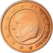 Belgium, 2 Euro Cent, 2001, MS(63), Copper Plated Steel, KM:225