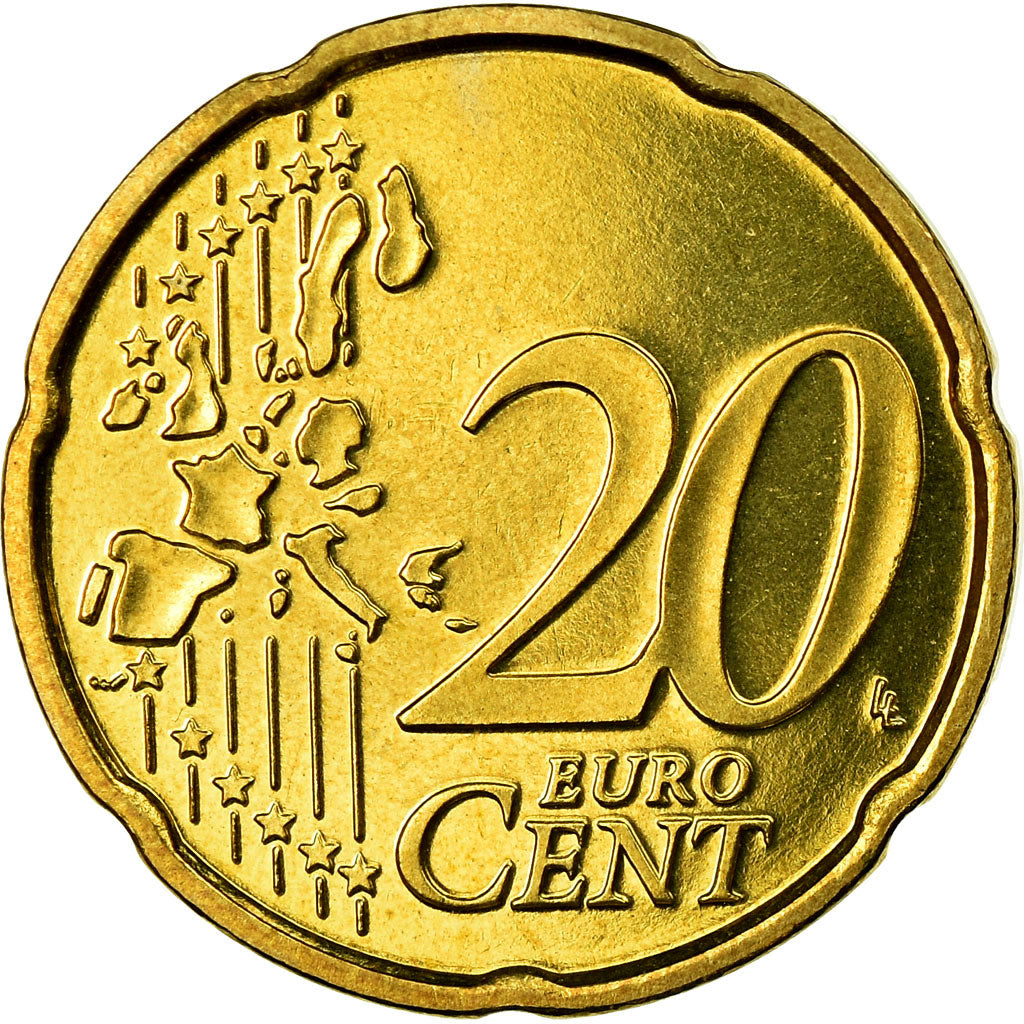 Belgium, 20 Euro Cent, 2001, MS(63), Brass, KM:228