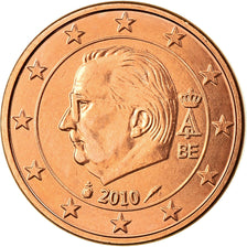 Bélgica, Euro Cent, 2010, MS(63), Aço Cromado a Cobre, KM:274