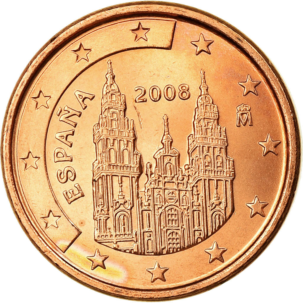 Spanien, Euro Cent, 2008, UNZ, Copper Plated Steel, KM:1040