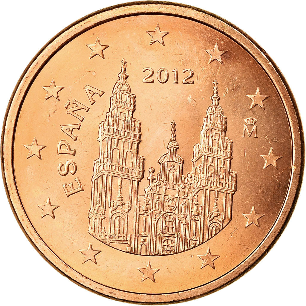 Spagna, 5 Euro Cent, 2012, SPL, Acciaio placcato rame, KM:1146