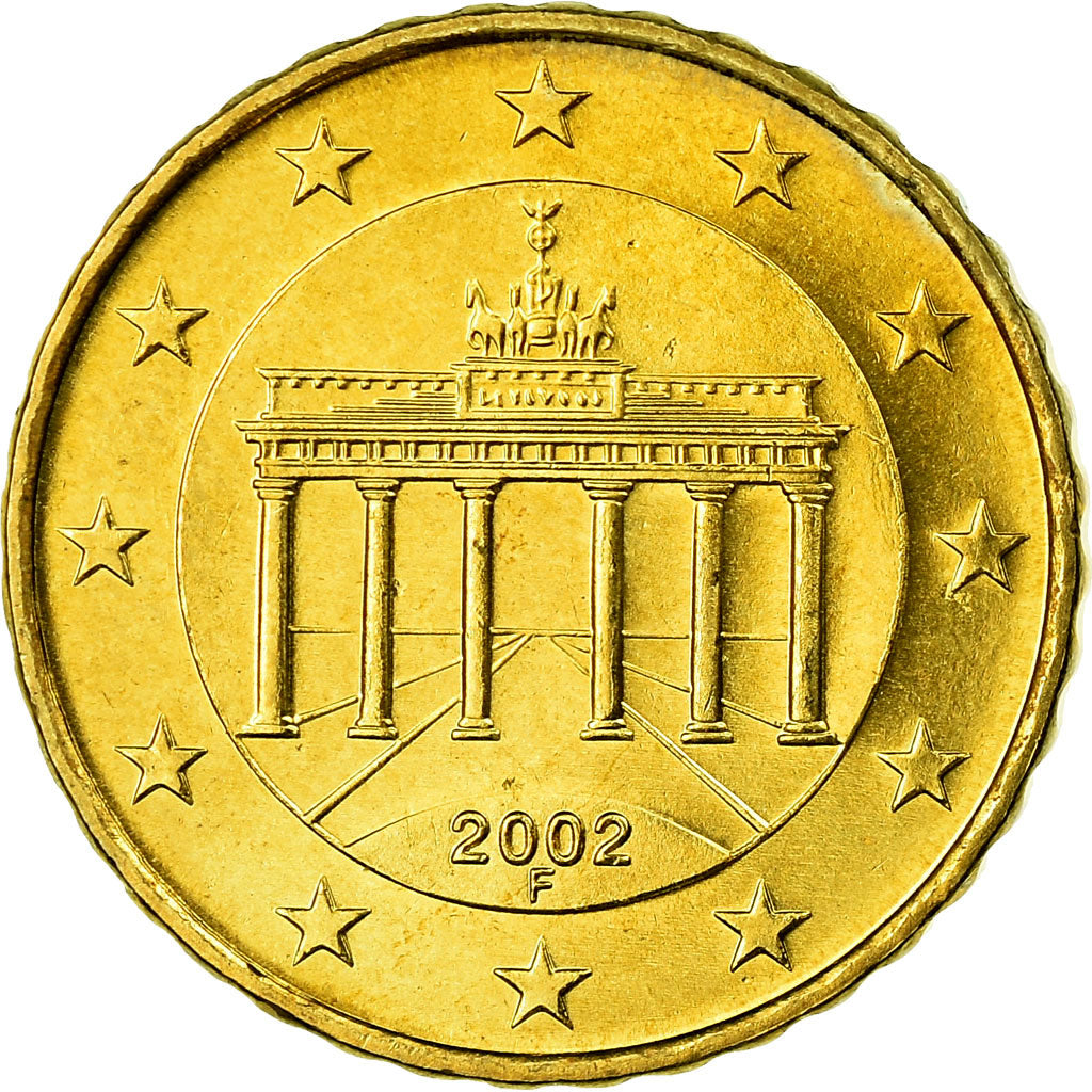 GERMANY - FEDERAL REPUBLIC, 10 Euro Cent, 2002, AU(55-58), Brass, KM:210