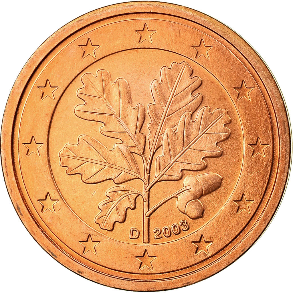 ALEMANHA - REPÚBLICA FEDERAL, 2 Euro Cent, 2003, AU(55-58), Aço Cromado a