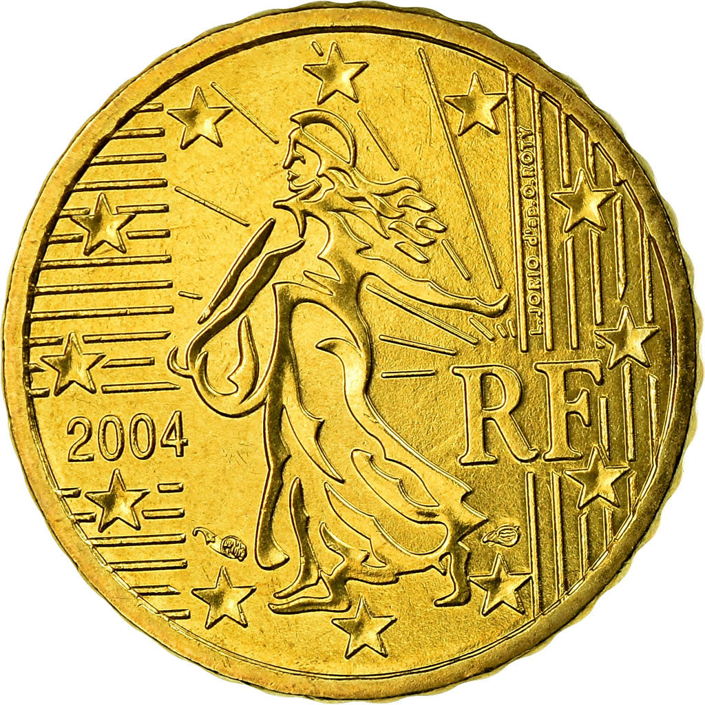 France, 10 Euro Cent, 2004, MS(63), Brass, KM:1285