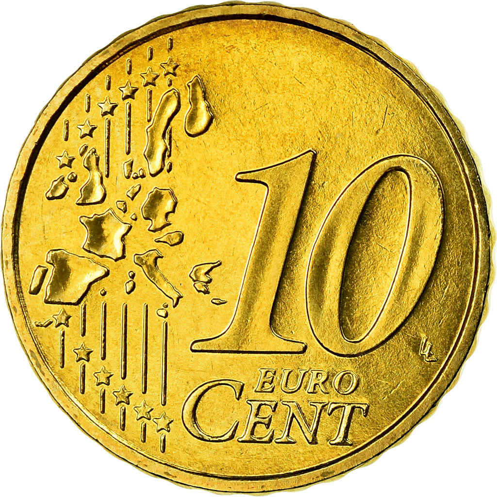 France, 10 Euro Cent, 2004, MS(63), Brass, KM:1285