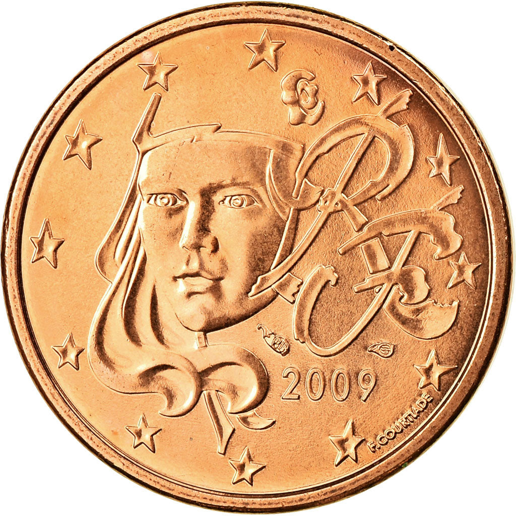 France, 5 Euro Cent, 2009, SPL, Copper Plated Steel, KM:1284