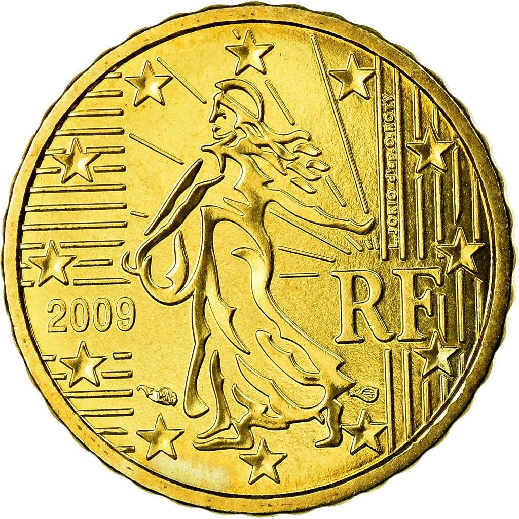 Francia, 10 Euro Cent, 2009, SPL, Ottone, KM:1410