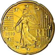 France, 20 Euro Cent, 2010, MS(63), Brass, KM:1411