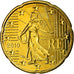 France, 20 Euro Cent, 2010, MS(63), Brass, KM:1411