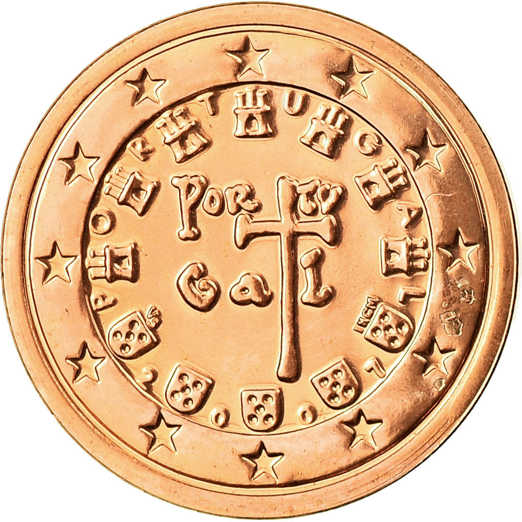 Portugal, Euro Cent, 2007, BU, MS(65-70), Aço Cromado a Cobre, KM:740