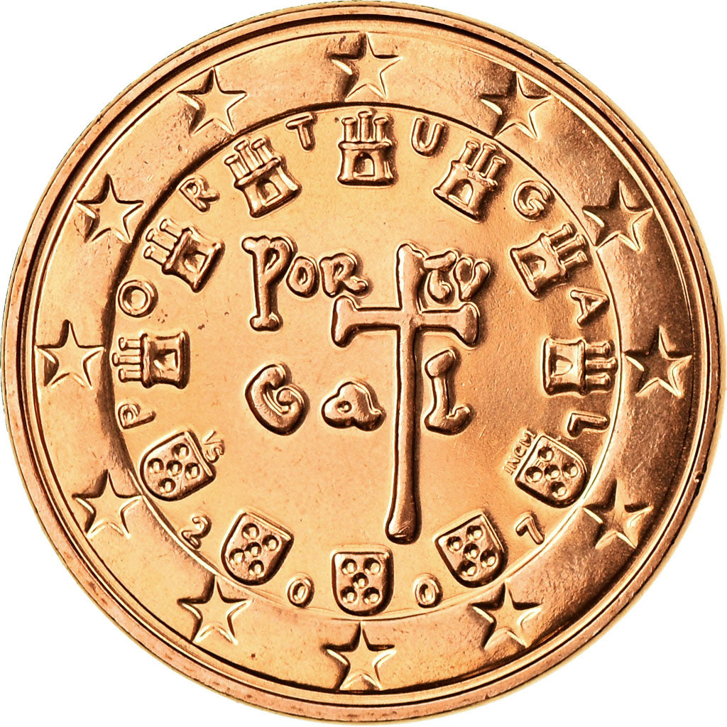 Portugal, 5 Euro Cent, 2007, BU, MS(65-70), Aço Cromado a Cobre, KM:742